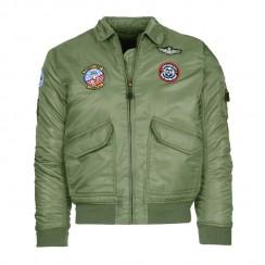 Kinder Bomberjack model Pilot / GREEN / met div emblemen / KIDS !!-2203-a